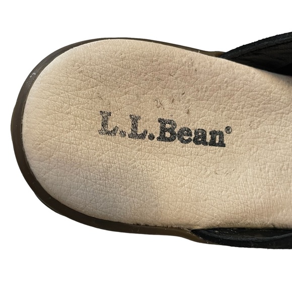 LL Bean Black Suede Flower/Star Laser Cut Slip On Mules Shoes 4 - Picture 8 of 10